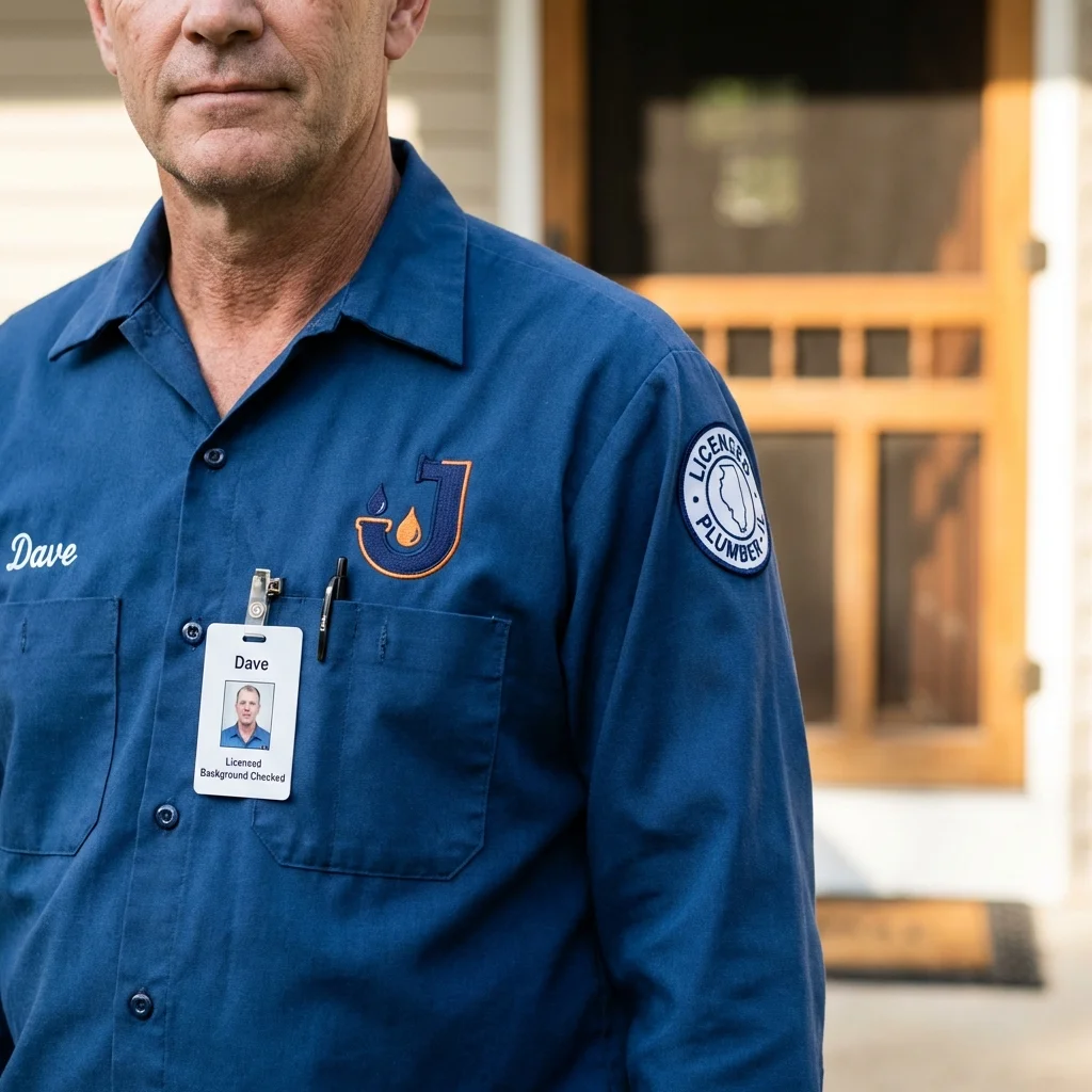 Licensed plumber showing ID badge in Boyceville, WI