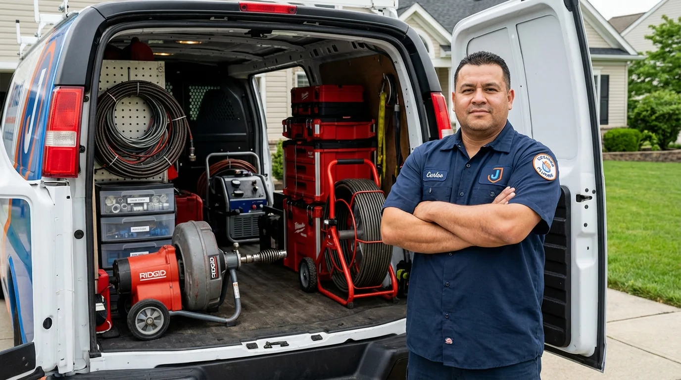 Professional drain cleaning equipment and Johns Plumbing LLC plumber in Boyceville