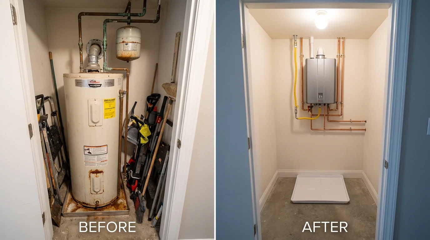 Tank water heater versus wall-mounted tankless unit comparison for Boyceville, WI homeowners