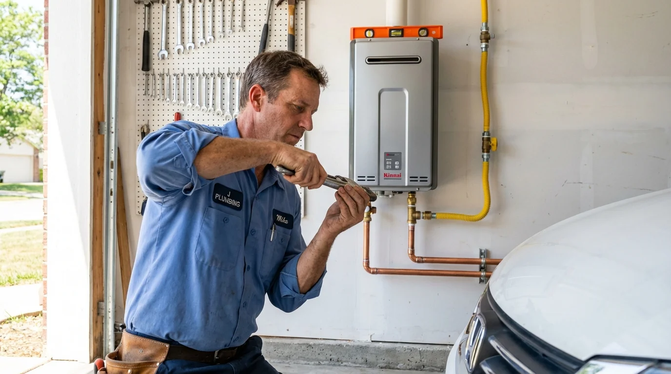 Tankless water heater installation by a Johns Plumbing LLC plumber in Boyceville
